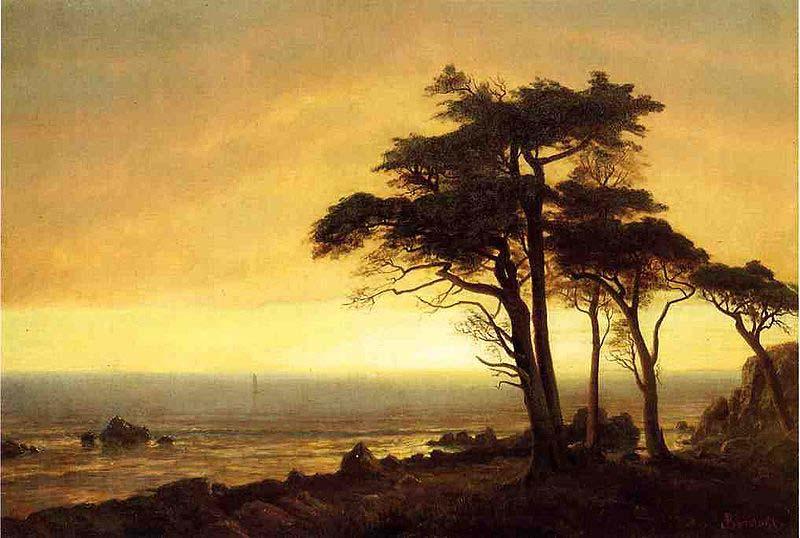 Albert Bierstadt The Sunset at Monterey Bay, the California Coast oil painting picture